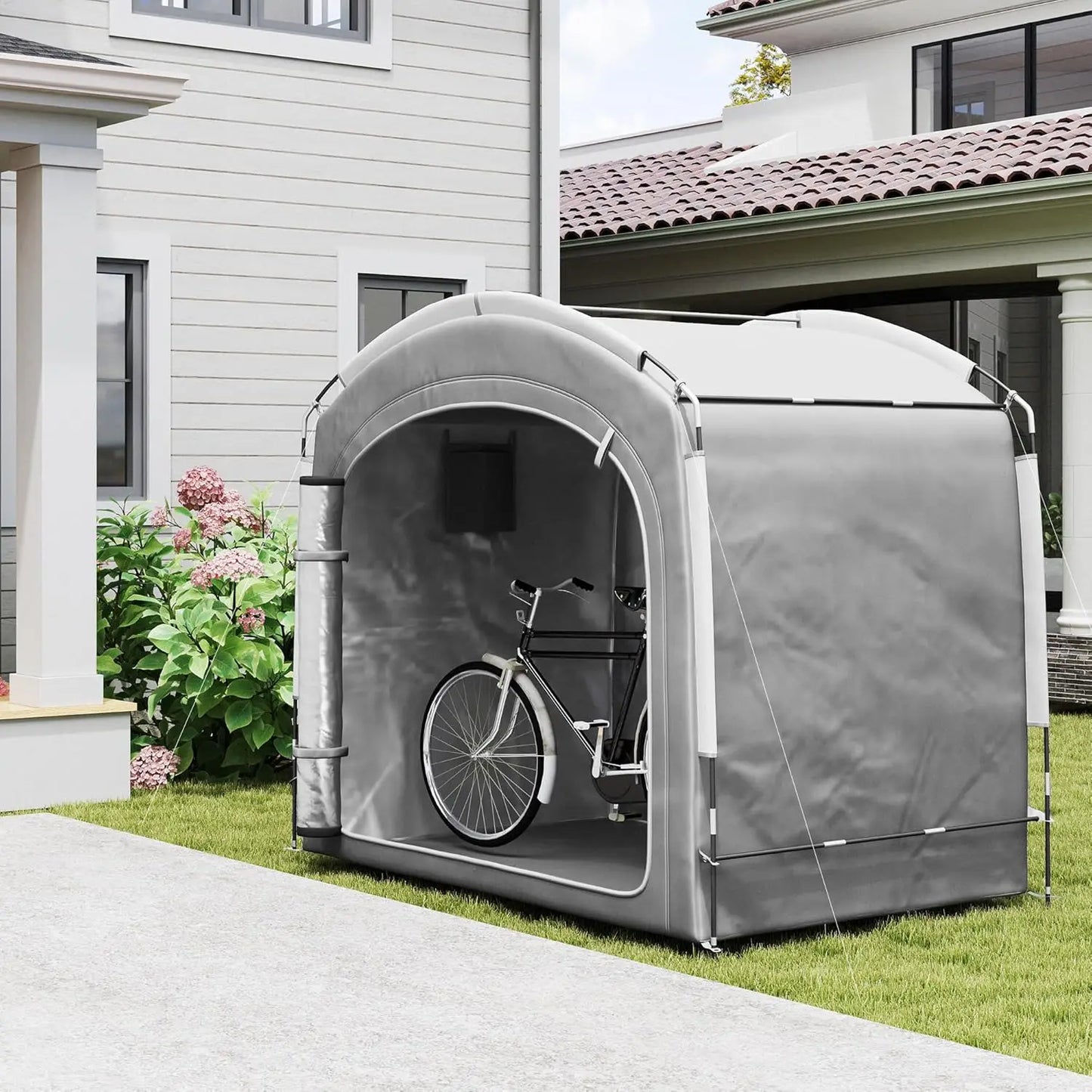 Bike Storage Tent, Portable Bicycle Storage Shed, Waterproof Outdoor Bike Cover with 210D Oxford Fabric and Carry Bag Tools