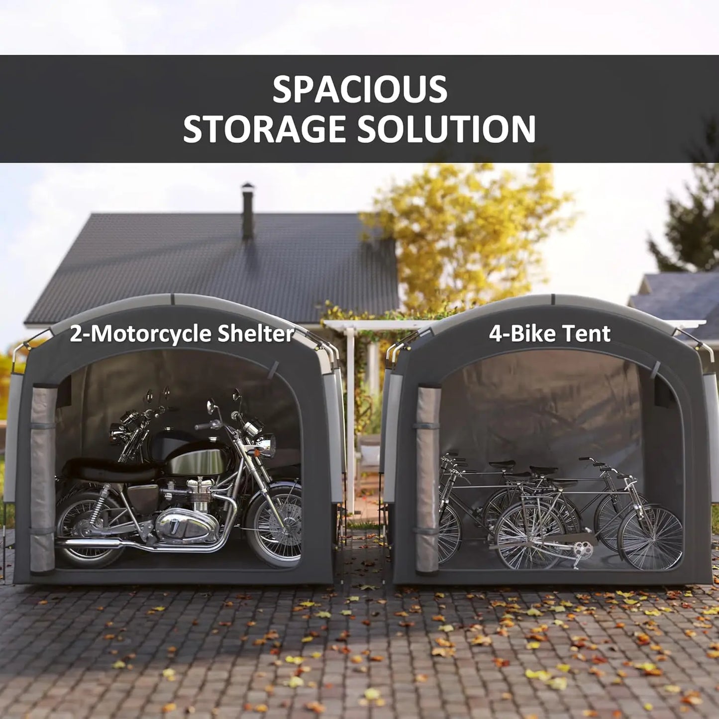 Bike Storage Tent, Portable Bicycle Storage Shed, Waterproof Outdoor Bike Cover with 210D Oxford Fabric and Carry Bag Tools