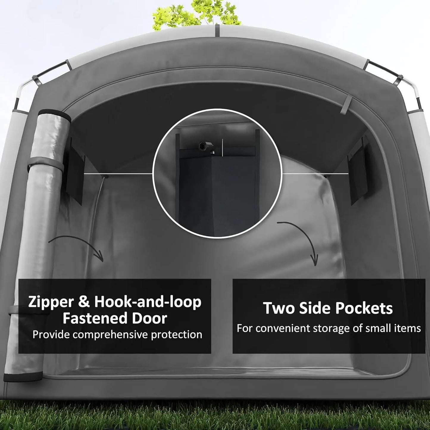 Bike Storage Tent, Portable Bicycle Storage Shed, Waterproof Outdoor Bike Cover with 210D Oxford Fabric and Carry Bag Tools