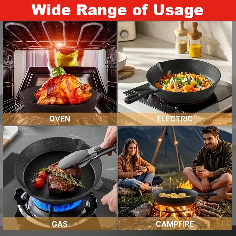 "3-piece cast iron cookware set, uncoated cast iron pan collection, 6-inch/8-inch/10-inch cast iron skillets, frying pans