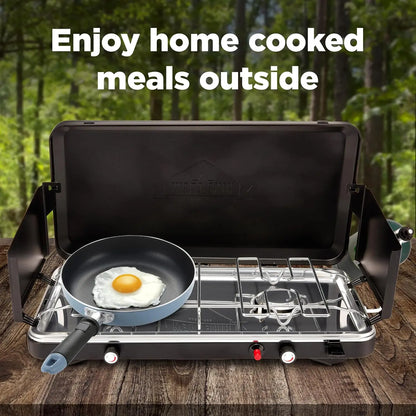 Hike Crew 2-Burner 20,000 BTU Gas Camping Stove, Propane Portable Grill with Igniter & More!