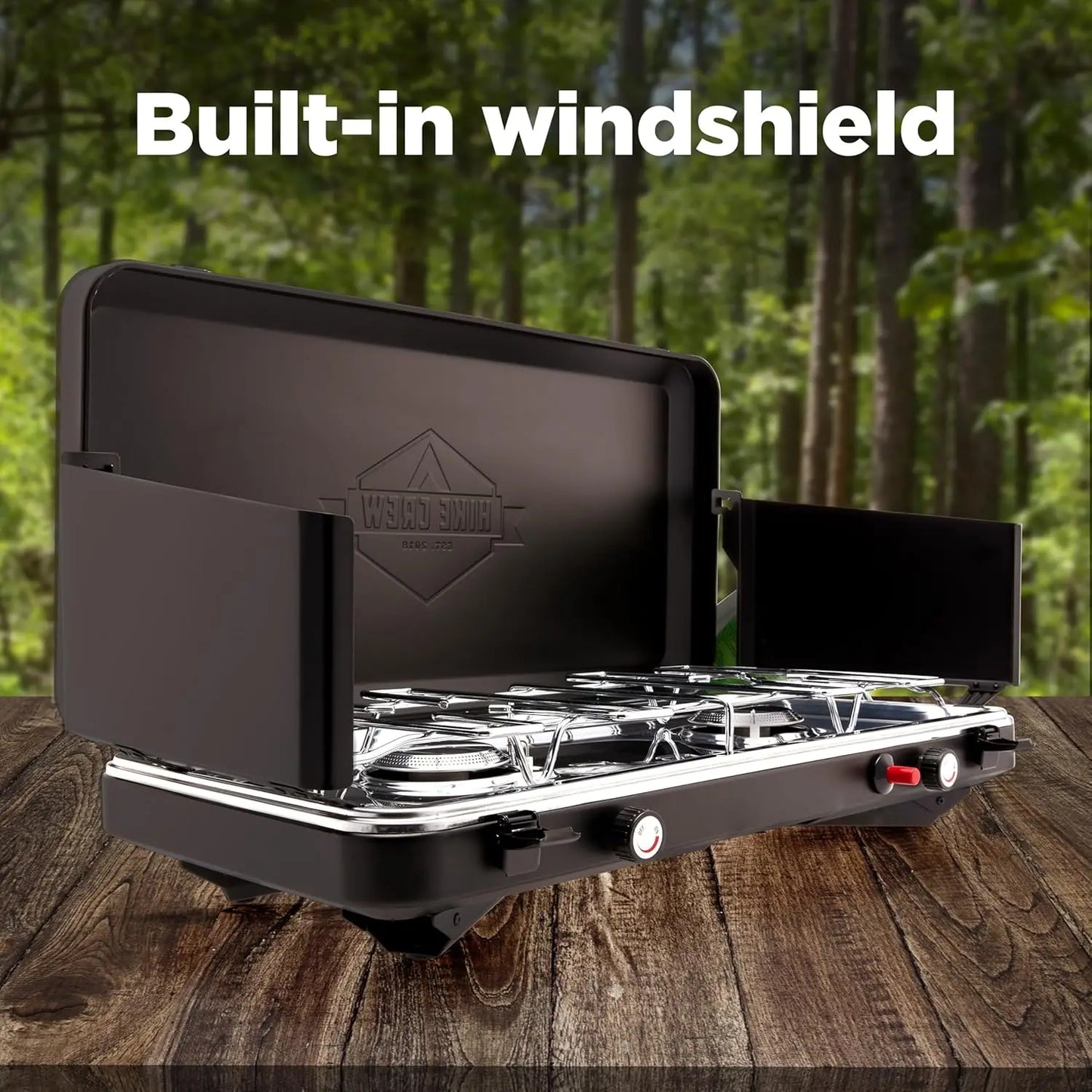 Hike Crew 2-Burner 20,000 BTU Gas Camping Stove, Propane Portable Grill with Igniter & More!