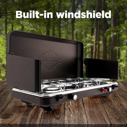 Hike Crew 2-Burner 20,000 BTU Gas Camping Stove, Propane Portable Grill with Igniter & More!