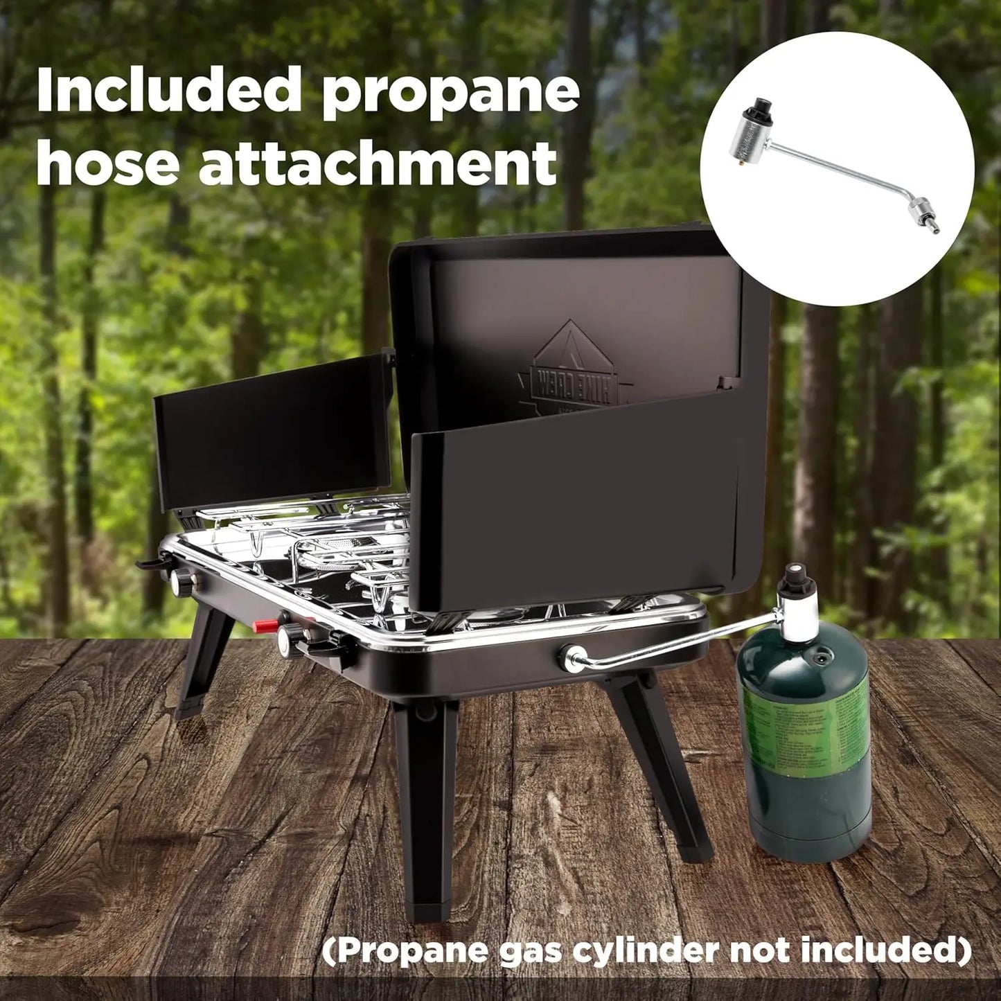 Hike Crew 2-Burner 20,000 BTU Gas Camping Stove, Propane Portable Grill with Igniter & More!