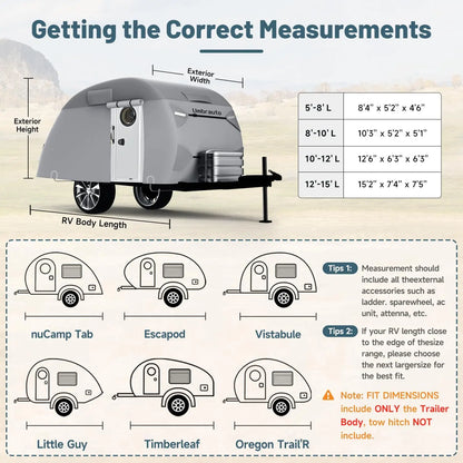 Umbrauto Teardrop Travel Trailer Cover , 7 Layers Top Heavy Duty Waterproof Camper Cover with Windproof Strap