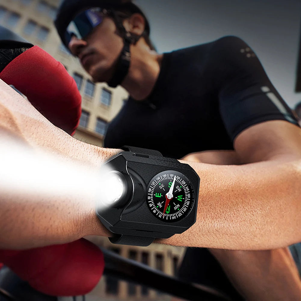 LED Wristwatch Flashlight LED Torch Wrist Light IPX4 Waterproof Wrist Watch Torch Light Power Display for Running Hiking Camping