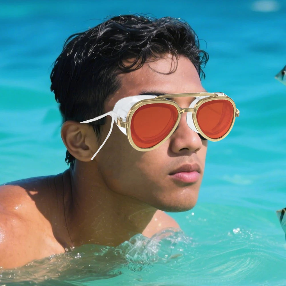 Anti-Fog Swimming Goggle Leak Proof Retro Swimming Goggles Adjustable Swim Sports Eyewear for Swimming Pool Diving Seaside