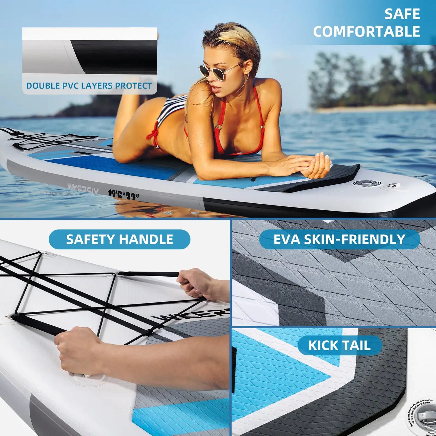 WKERSIY Surfboard paddleboard 88*35*25cm inflatable stand up paddle board sup supboard padel water sport with Backpack Paddles