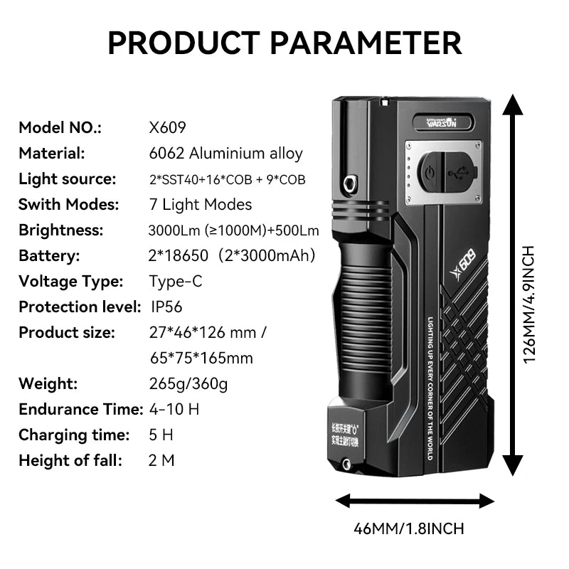 Most Powerful  Rechargeable  Flashlight