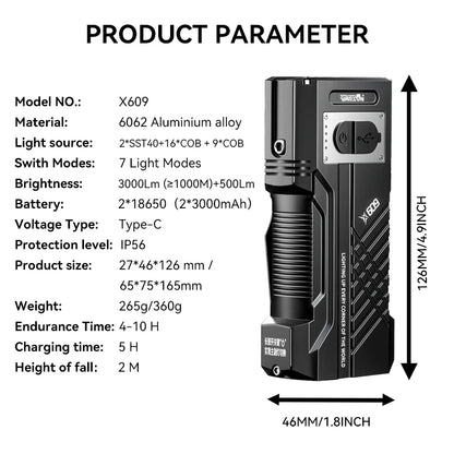 Most Powerful  Rechargeable  Flashlight