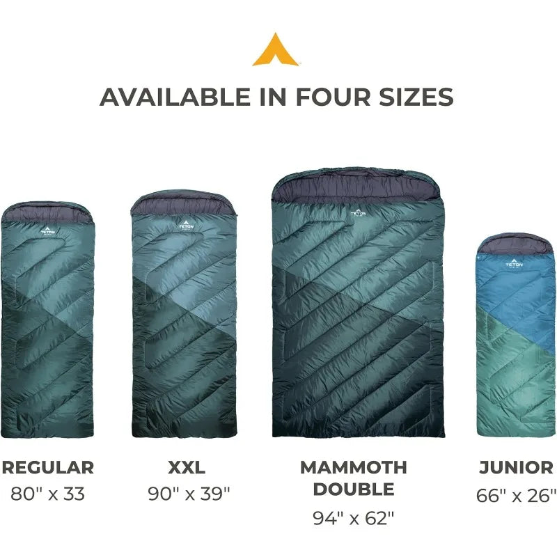 TETON Mammoth, 20 Degree and 0 Degree Sleeping Bags, Double Sleeping Bag, A Warm Bag the Whole Family can Enjoy.