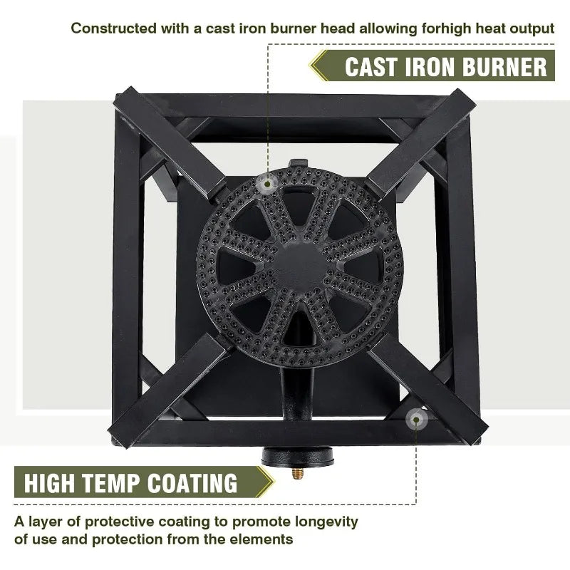 BESTFIRE 260,000 BTU Outdoor Propane Gas Stove with 0-30 PSI Adjustable Regulator and Steel-Braided Hose for Outdoor  Cooking