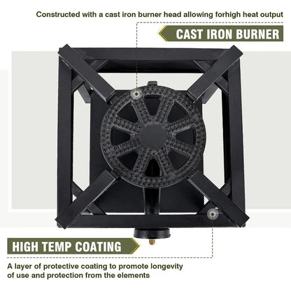 BESTFIRE 260,000 BTU Outdoor Propane Gas Stove with 0-30 PSI Adjustable Regulator and Steel-Braided Hose for Outdoor  Cooking