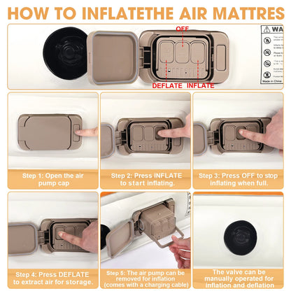 QDH SUV Air Mattress Double Size Thickened Flocked Car Mattress with Built-in Pump, Portable Inflatable Bed, 660lb Capacity