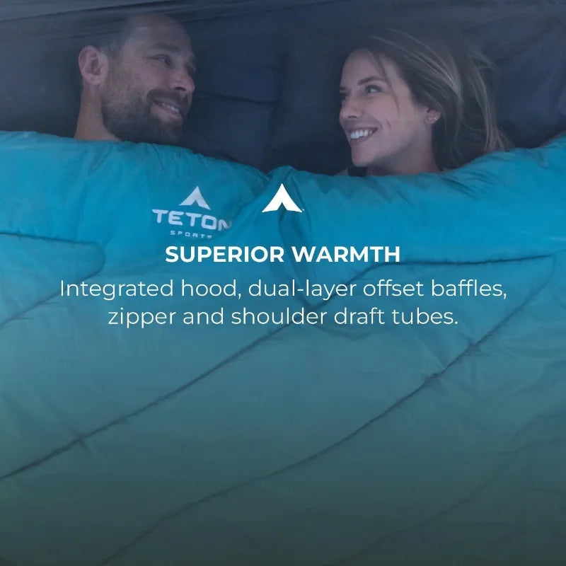TETON Mammoth, 20 Degree and 0 Degree Sleeping Bags, Double Sleeping Bag, A Warm Bag the Whole Family can Enjoy.