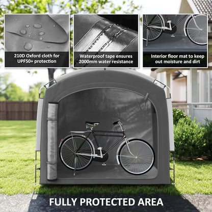 Bike Storage Tent, Portable Bicycle Storage Shed, Waterproof Outdoor Bike Cover with 210D Oxford Fabric and Carry Bag Tools