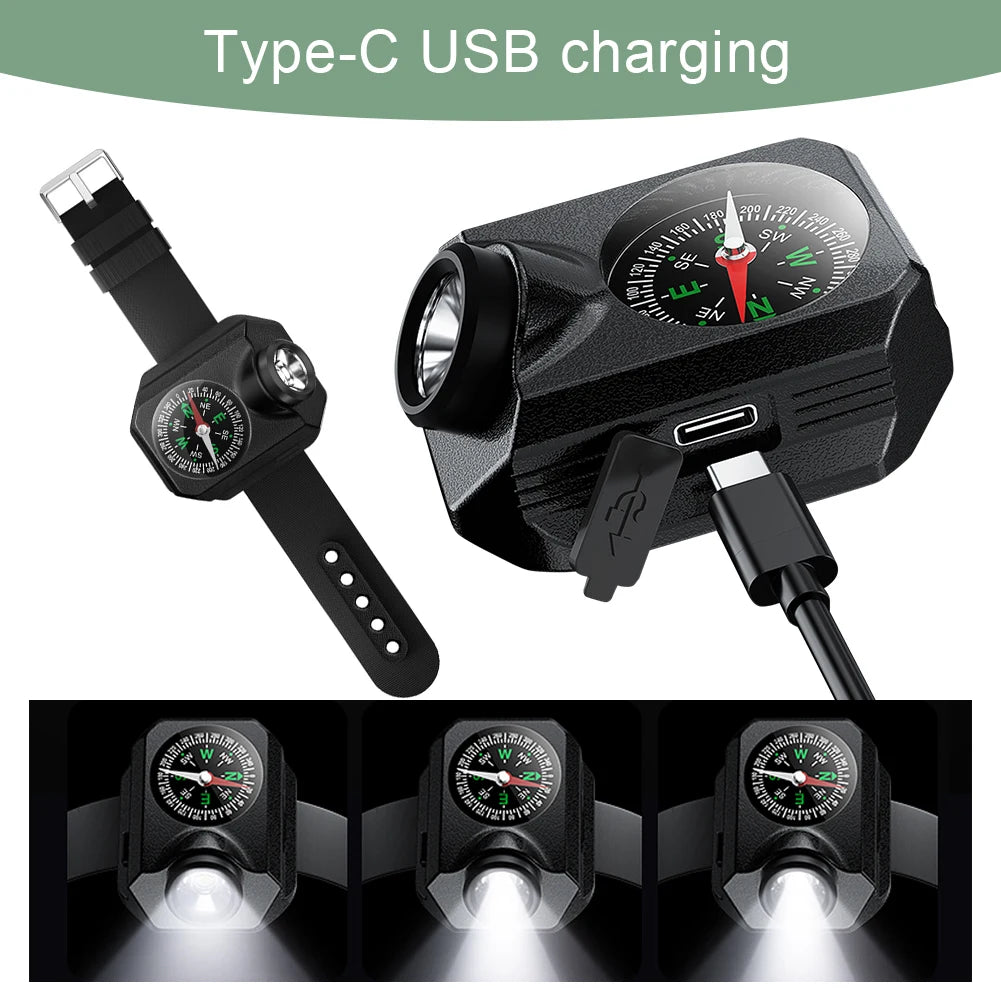 LED Wristwatch Flashlight LED Torch Wrist Light IPX4 Waterproof Wrist Watch Torch Light Power Display for Running Hiking Camping