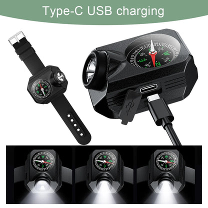 LED Wristwatch Flashlight LED Torch Wrist Light IPX4 Waterproof Wrist Watch Torch Light Power Display for Running Hiking Camping
